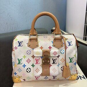 Louis Vuitton White Multicolor Speedy 30 – Classic Monogram, Excellent Condition